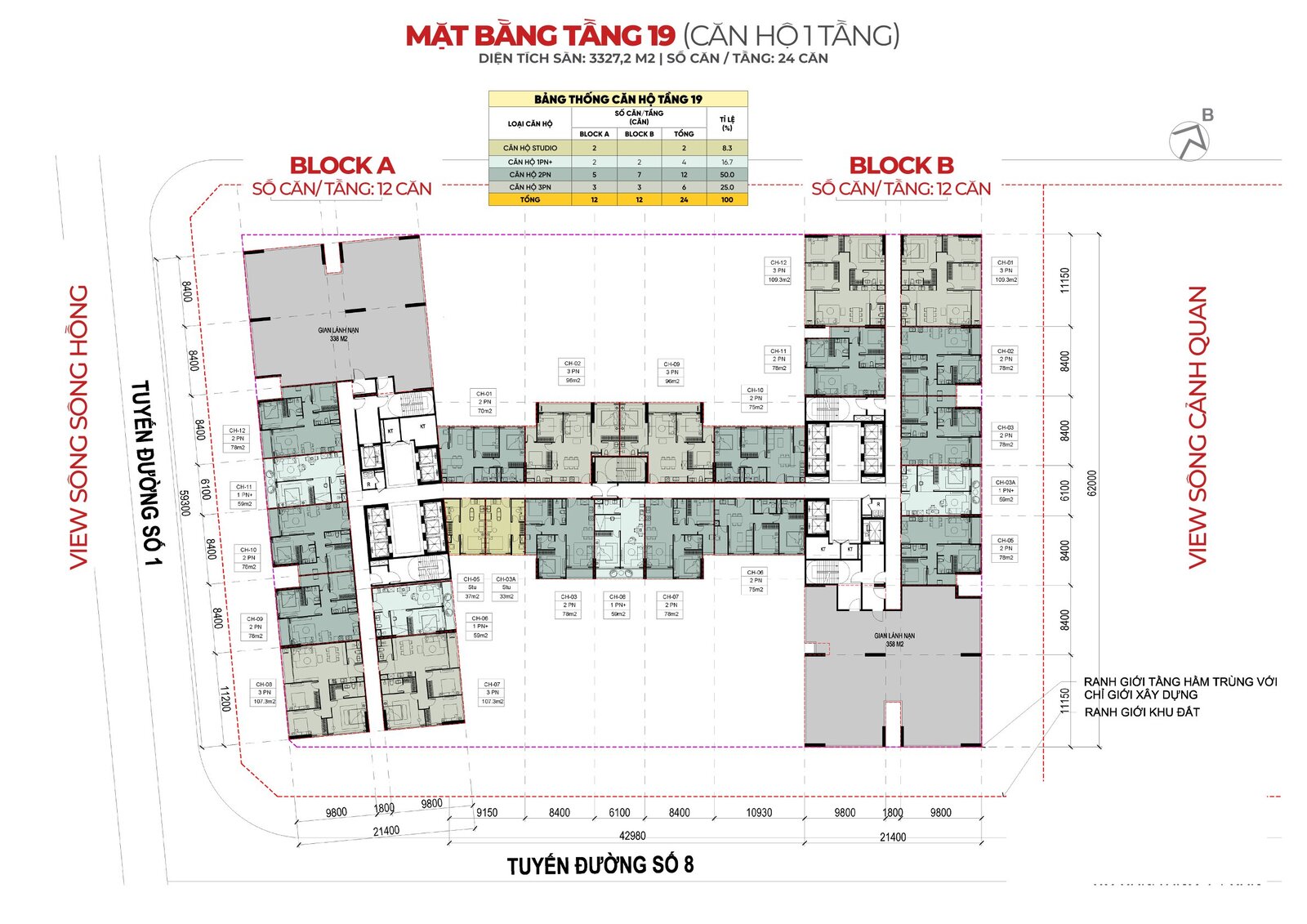mặt bằng tầng 19 - sunshine legend city
